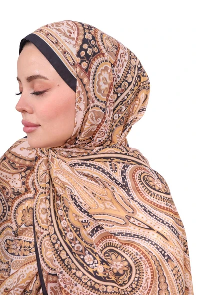 Premium Lux Original Etnik Desen Şal (Vual İpek, 1. Sınıf, Hafif, Rahat, Şık, Tesettür Giyim) ürün görseli 1
