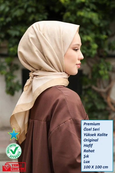 Eşarp - Premium Lux Original Monogram Eşarp (İpek Vual, Yüksek Kalite, Hafif, Rahat, Şık, Scarf) ürün görseli 1
