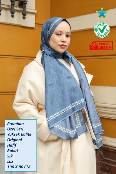 Premium Lux Original Monogram Şal (İpek Vual, Yüksek Kalite, Hafif, Rahat, Şık, Tesettür, Shawl) ürün görseli 1