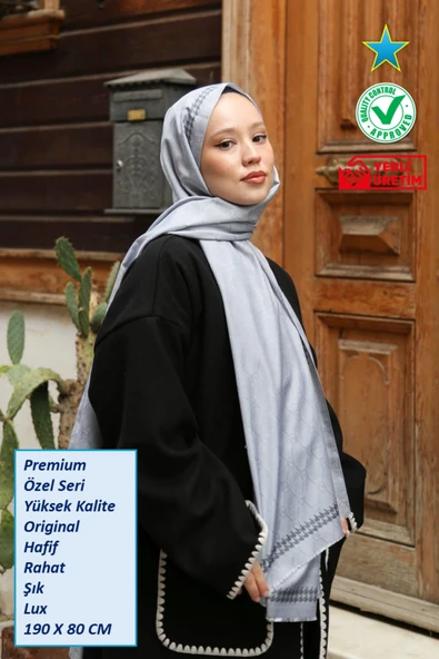 Premium Lux Original Monogram Şal (İpek Vual, Yüksek Kalite, Hafif, Rahat, Şık, Tesettür, Shawl) ürün görseli 1