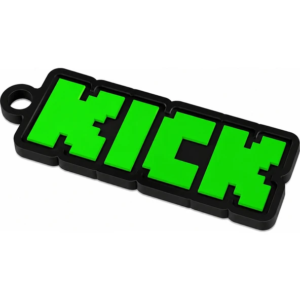 Kick Yazılı Anahtarlık Sert Plastik | Pixel Tasarımlı Anahtarlık | Retro Temalı Anahtarlık |Aksesuar ürün görseli 1