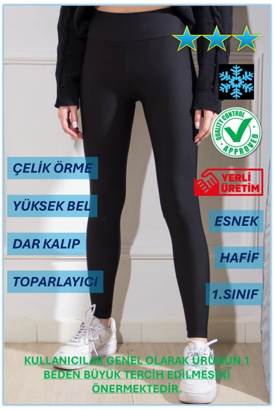 Yüksek Bel Toparlayıcı Sıkılaştırıcı İnterlok Çelik Örme Tayt (Yüksek Kalite, Uygun Fiyat, Lux) ürün görseli 1