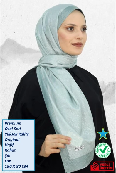 Premium Lux Original Monogram Şal (İpek Vual, Yüksek Kalite, Hafif, Rahat, Şık, Tesettür, Shawl) ürün görseli 1
