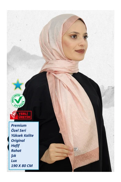 Premium Lux Original Monogram Şal (İpek Vual, Yüksek Kalite, Hafif, Rahat, Şık, Tesettür, Shawl) ürün görseli 1