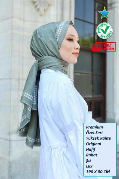 Premium Lux Original Monogram Şal (İpek Vual, Yüksek Kalite, Hafif, Rahat, Şık, Tesettür, Shawl) ürün görseli 1