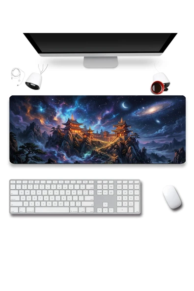SonicTouch Kozmik Çin Tapınağı Dikişsiz Pürüzsüz Sıvı Geçirmez XXL Gamer Klavye Mousepad 40x90cm ürün görseli 1