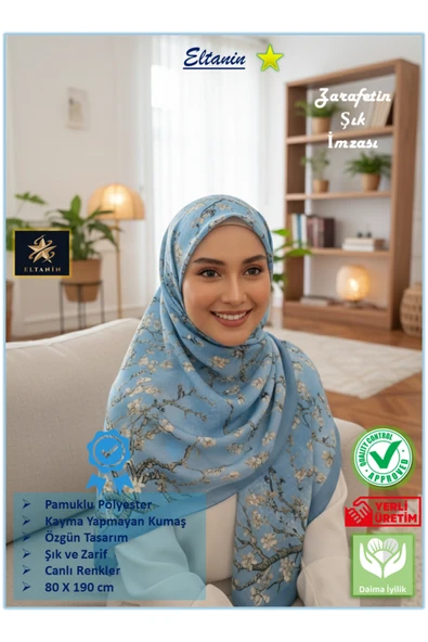 Eyfel Pamuklu Soft Özel Seri Şal (Etnik & Çiçekli Desen, Orjinal, Tesettür Giyim, Yeni Koleksiyon) ürün görseli 1
