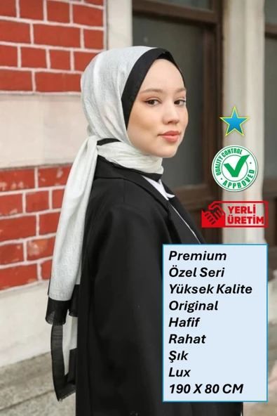 Premium Lux Original Monogram Şal (İpek Vual, Yüksek Kalite, Hafif, Rahat, Şık, Tesettür, Shawl) ürün görseli 1