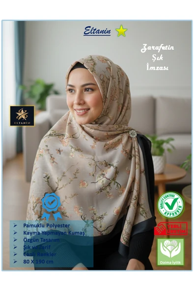 Eyfel Pamuklu Soft Özel Seri Şal (Etnik & Çiçekli Desen, Orjinal, Tesettür Giyim, Yeni Koleksiyon) ürün görseli 1