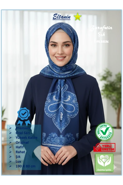 Premium Lux Original Etnik Desen Şal (Vual İpek, 1. Sınıf, Hafif, Rahat, Şık, Tesettür Giyim) ürün görseli 1