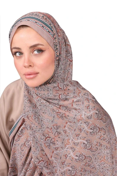 Premium Lux Original Etnik Desen Şal (Vual İpek, 1. Sınıf, Hafif, Rahat, Şık, Tesettür Giyim) ürün görseli 1