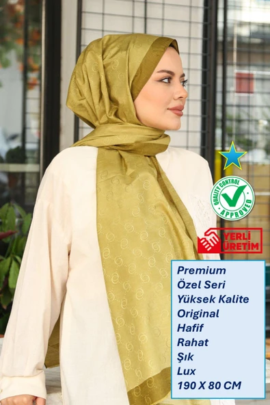 Premium Lux Original Monogram Şal (İpek Vual, Yüksek Kalite, Hafif, Rahat, Şık, Tesettür, Shawl) ürün görseli 1