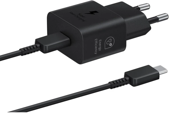 Samsung 25 Watt Şarj Adaptörü + Kablo Seti, Siyah ürün görseli 1