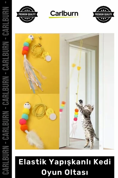 #Petshop Çanlı İnteraktif Hareketli Vantuzlu Zıplayan Egzersiz Elastik Yapışkanlı Kedi Oyun Oltası ürün görseli 1