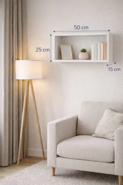 50 Cm Mat Beyaz Lake Mdf Gizli Bağlantı Duvar Rafı ürün görseli 1