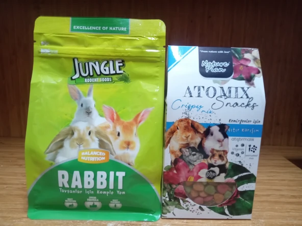 JUNGLE TAVŞAN YEMİ 500 GRAM+NATURA PLAN KEMİRGENLER İÇİN ATIŞTIRMALIK 250 GRAM ürün görseli 1