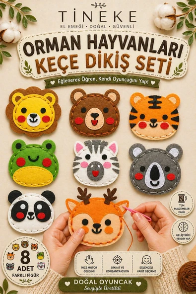 TİNEKE 8 Adet Çocuklar Için Kendin Yap Montessori Eğitici oyuncak Keçe Dikiş El Sanatları Seti 3 Yaş Üzeri Çocuklar Için ürün görseli 1