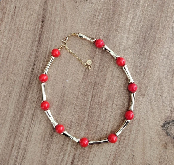 Rio Nar Çiçeği Gold Choker Kolye - Resim 6