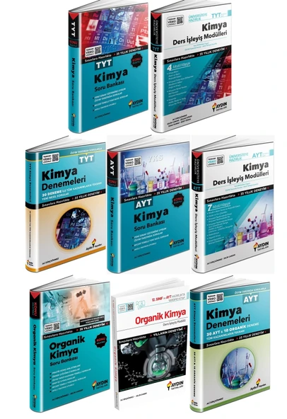 Aydın 2026 Tyt Ayt Kimya Seti Kimya + Organik Kimya Ders İşleyiş + Soru + Deneme Seti 9 Kitap ürün görseli 1