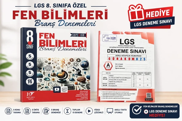 BEYİN TAKIMI LGS 15 FEN BİLİMLERİ DENEME-8.SINIF KURUMSAL DENEME HEDİYELİ!! ürün görseli 1