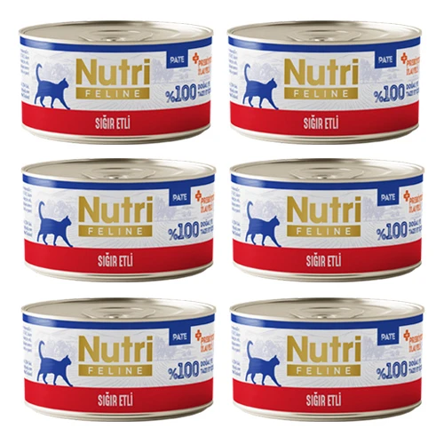 Nutri Feline Adult Pate 70Gr Sığır Etli 6 Adet Yaş Yetişkin Kedi Maması ürün görseli 1