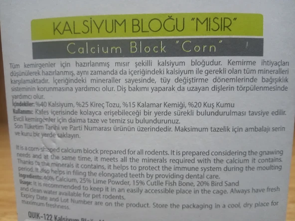 Quik Kemirgen Kalsiyumu Mısır - Resim 2