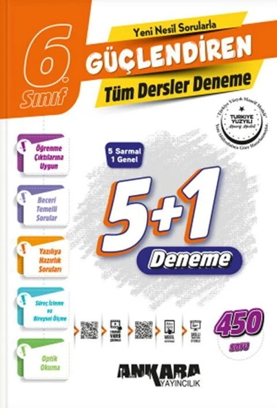 6.Sınıf Tüm Dersler 5 Sarmal 1 Genel Güçlendiren Denemeler Ankara Yayıncılık ürün görseli 1