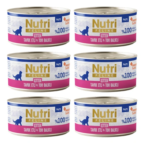 Nutri Feline Kitten Pate 70Gr Tavuk Etli Ton Balıklı 6Adet Yaş Yavru Kedi Maması ürün görseli 1