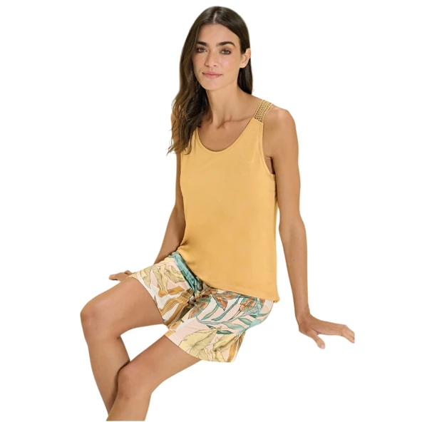 Over Sleep 3385 Kadın Yazlık Viskon Şort Pijama Takım (S-M-L-XL) ürün görseli 1