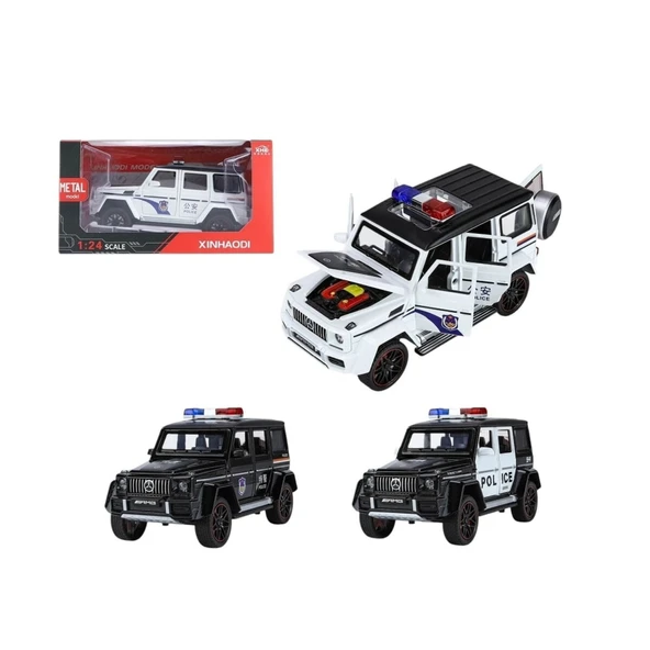 XHD-C2433 KUT 1:24 IŞIKLI SESLİ MODEL METAL POLİS JEEP(Belirtilen fiyat, tekli satış için adet fiyatıdır.) ürün görseli 1