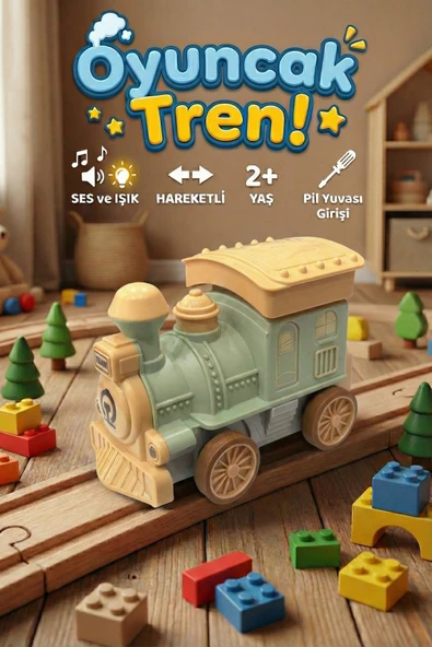 Sesli ve Işıklı Bas Bırak Oyuncak Tren Hareketli Eğitici Lokomotif 2+ Yaş ürün görseli 1
