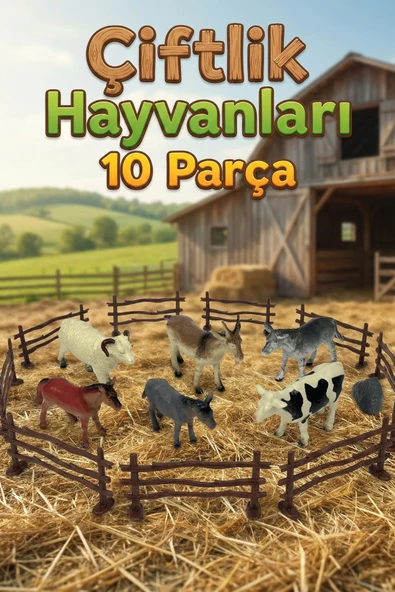 Vardem Çiftlik Hayvanları Seti 10 Parça - Eğitici Oyuncak Hayvan Figürleri ürün görseli 1