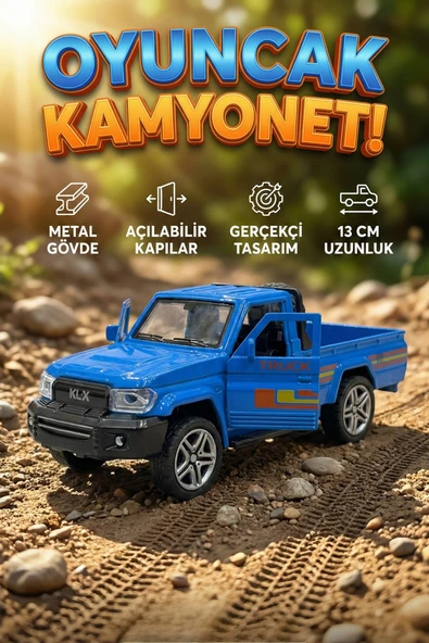 Diecast 1:32 Metal Çek Bırak Kamyonet - Açılabilir Kapılı Oyuncak Araba - 13 cm Pickup Model Araç ürün görseli 1