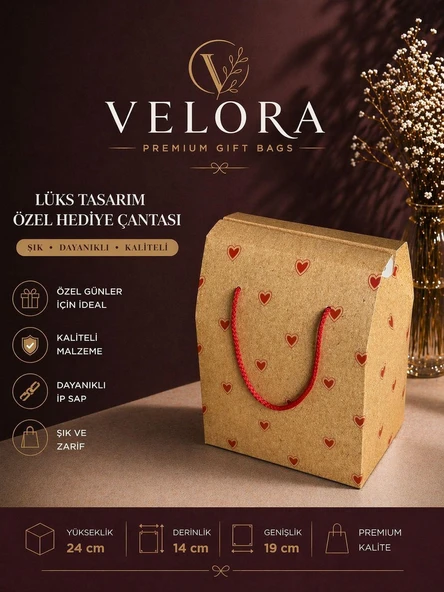 Kolix Velora Premium Karton Poşet Hediye Paketi Karton Çanta  24x14x20cm ürün görseli 1