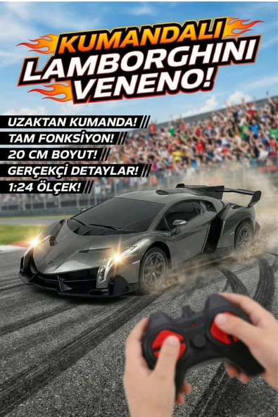 Uzaktan Kumandalı Araba 1:24 Ölçek Full Fonksiyon Spor Yarış Arabası 20 cm Oyuncak Hediye ürün görseli 1