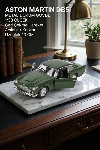 Aston Martin DB5 1:38 Ölçek Metal Çek Bırak Model Araba - Açılabilir Kapılar (13 cm) ürün görseli 1