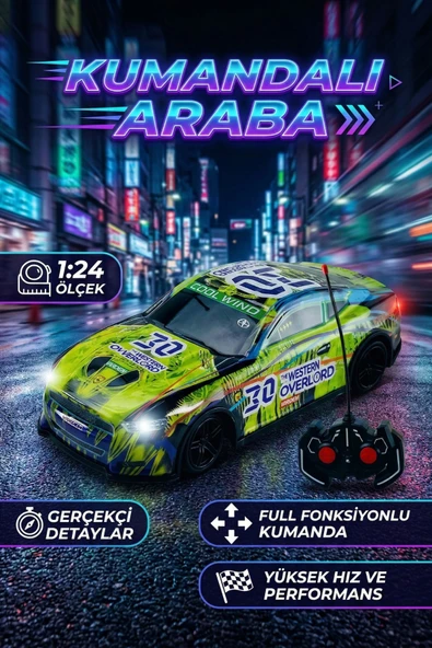 Vardem 1:24 Ölçek Uzaktan Kumandalı Araba Full Fonksiyonlu Yarış Arabası Cool Wind ürün görseli 1