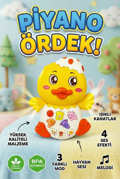 Çok Fonksiyonlu Bebek Piyanosu Sesli ve Işıklı Aktivite Oyuncağı - 15 cm ürün görseli 1