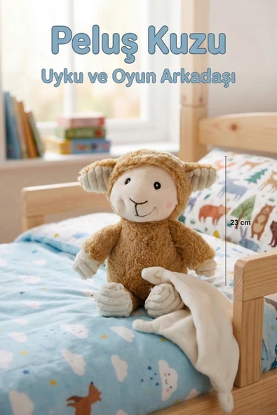 Sevimli Peluş Kuzu Uyku Arkadaşı - 23 cm Yumuşak Bebek Ve Çocuk Oyuncağı ürün görseli 1