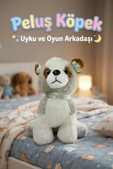 Peluş Köpek Oyuncak - 23 cm Pullu Detaylı Uyku ve Oyun Arkadaşı ürün görseli 1