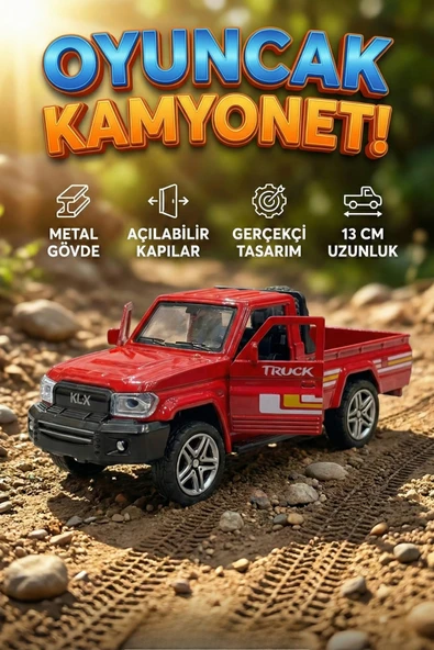 Diecast 1:32 Metal Çek Bırak Kamyonet - Açılabilir Kapılı Oyuncak Araba - 13 cm Pickup Model Araç ürün görseli 1
