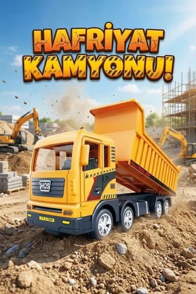 Oyuncak Sarı Hafriyat Kamyonu 17 cm - Damperli İnşaat Aracı - Çocuk Oyuncak Araba ürün görseli 1