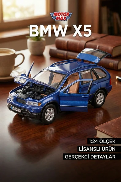 Motor Max 1:24 Bmw X5 Diecast Model Araba - Metal Koleksiyonluk Araç - Mavi ürün görseli 1