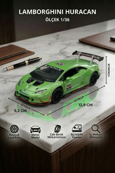 Lamborghini Huracan 1/36 Ölçek Metal Çek Bırak Model Araba ürün görseli 1