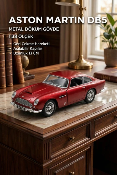 Aston Martin DB5 1:38 Ölçek Metal Çek Bırak Model Araba - Açılabilir Kapılar (13 cm) ürün görseli 1