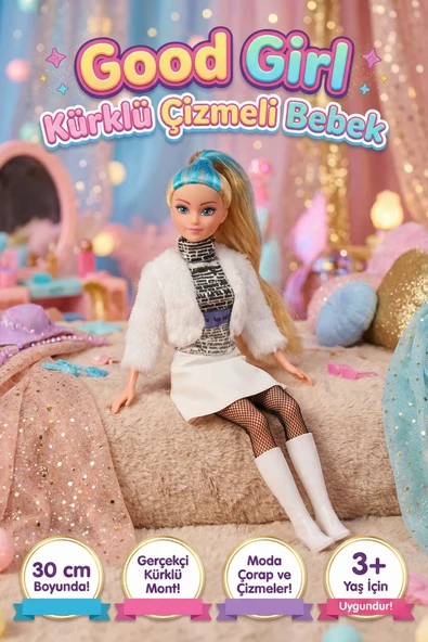 Good Girl Oyuncak Bebek - Beyaz Kürklü Montlu ve Çizmeli Moda Bebeği 30 cm - Tarz Giyim Serisi ürün görseli 1