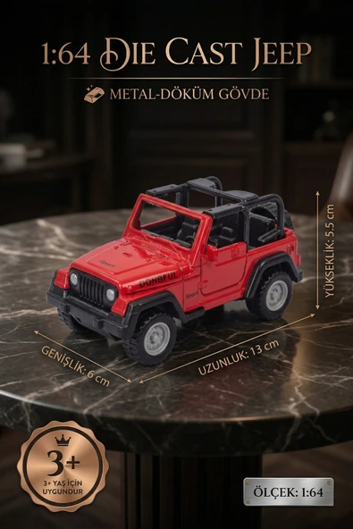 1:64 Ölçek Metal Döküm Kırmızı Jeep Oyuncak Araba - Off-Road Arazi Aracı Die-Cast Model ürün görseli 1