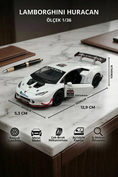 Lamborghini Huracan 1/36 Ölçek Metal Çek Bırak Model Araba ürün görseli 1