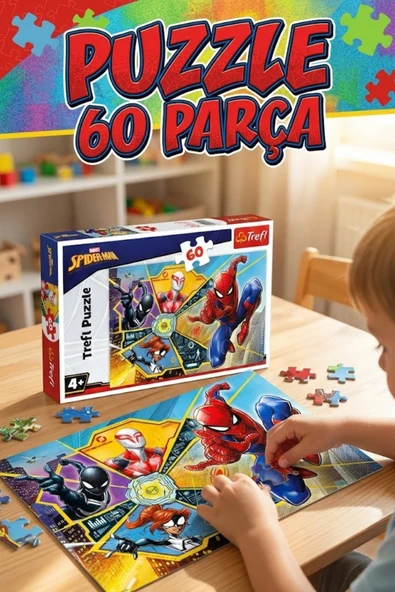 Trefl Örümcek Adam 60 Parça Puzzle Lisanslı - 4 Yaş Üstü Eğitici Çocuk Yapboz Oyuncak (33x22 cm) ürün görseli 1