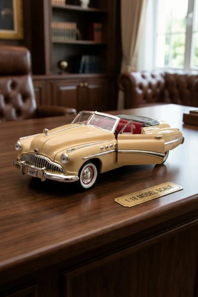 Motormax 1:18 1949 Buick Roadmaster Diecast Model Araba - Bej - Metal Koleksiyon Araç Lisanslı ürün görseli 1